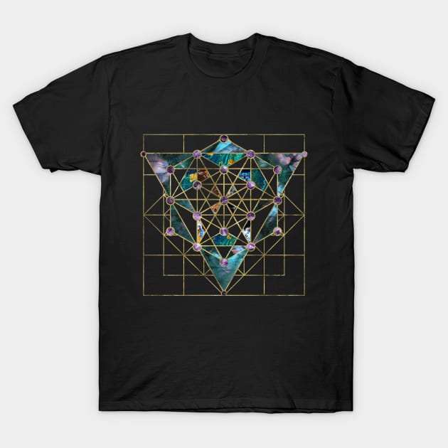 Sacred Geometry Ornament -  Marble  and gold T-Shirt by Nartissima